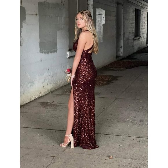 B Darlin Dresses & Skirts - B. Darlin Sequin copper embellished split him mermaid style ball gown size 3/4